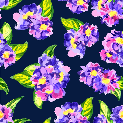 Beautiful watercolor flower pattern seamless vector 01