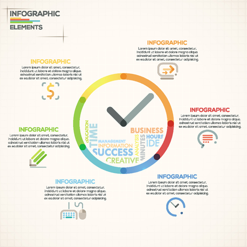 Beige infographics elements business template vector 01