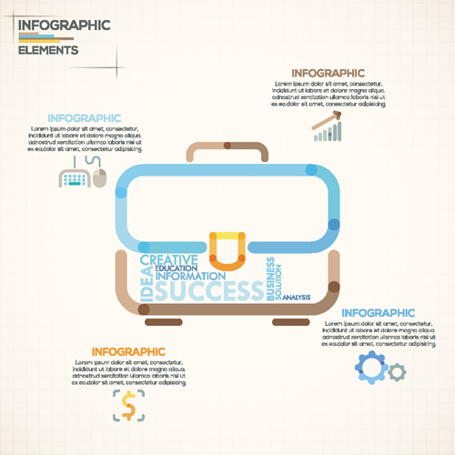 Beige infographics elements business template vector 02