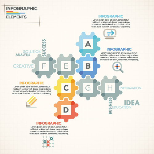 Beige infographics elements business template vector 03