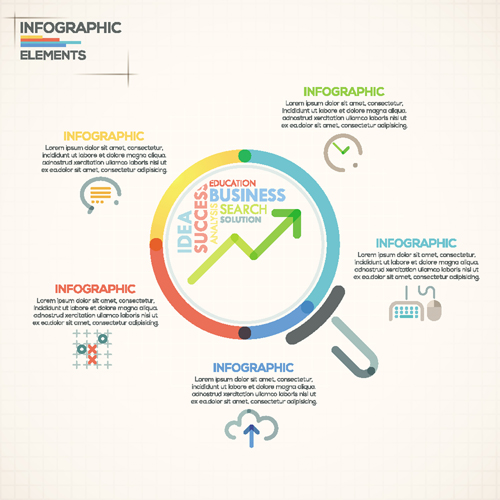 Beige infographics elements business template vector 07