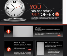 Black style clock website template vector