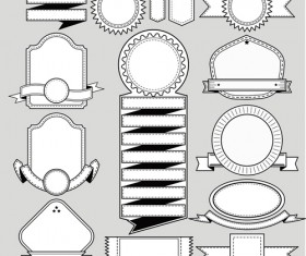 Black with white blank labels vector set 01