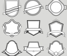 Black with white blank labels vector set 02