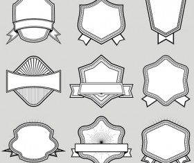 Black with white blank labels vector set 03