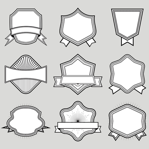 Black with white blank labels vector set 03 free download