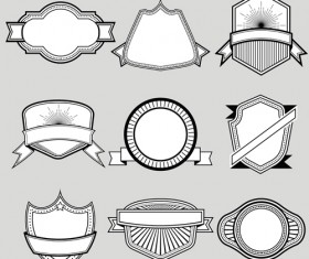 Black with white blank labels vector set 04