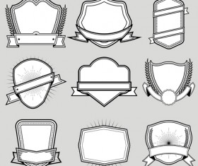 Black with white blank labels vector set 05