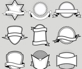 Black with white blank labels vector set 06