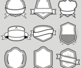 Black with white blank labels vector set 07