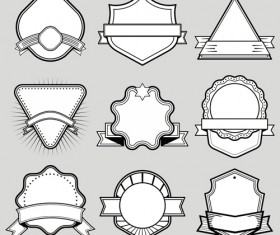 Black with white blank labels vector set 08