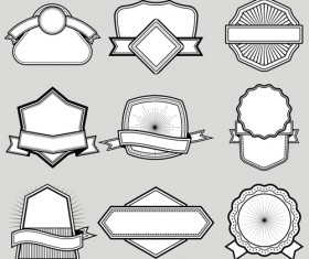Black with white blank labels vector set 09