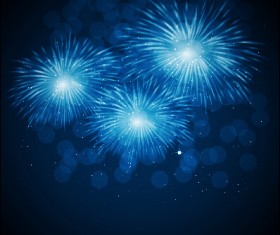 Blue fireworks vector background 01