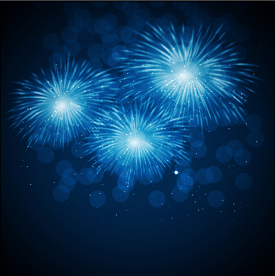Blue fireworks vector background 01