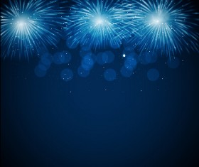 Blue fireworks vector background 02