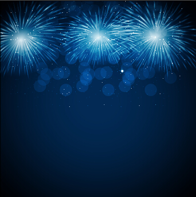 Blue fireworks vector background 02