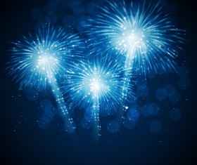 Blue fireworks vector background 03