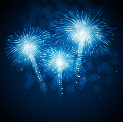 Blue fireworks vector background 03