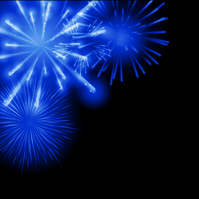 Blue fireworks vector background 04