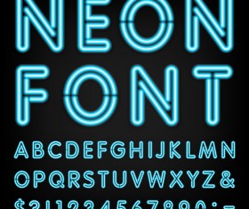 Blue neon number with alphabet vectors material