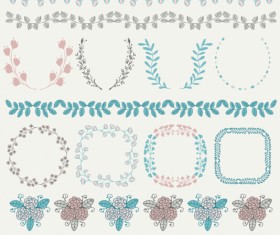 Borders with frame and laurel wreath cute vector 01