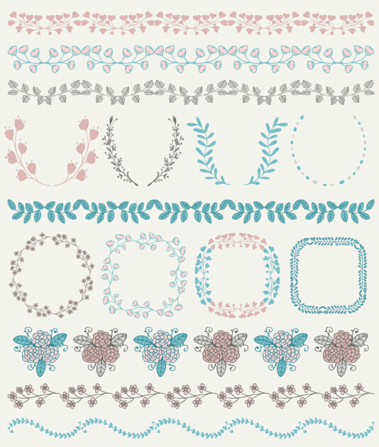 Borders with frame and laurel wreath cute vector 01