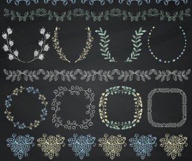 Borders with frame and laurel wreath cute vector 02