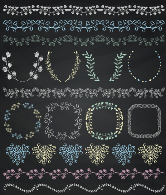 Borders with frame and laurel wreath cute vector 02