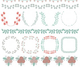 Borders with frame and laurel wreath cute vector 03