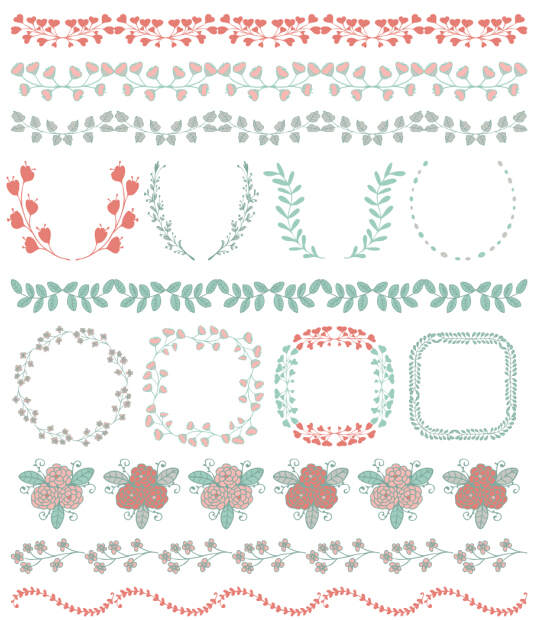 Borders with frame and laurel wreath cute vector 03