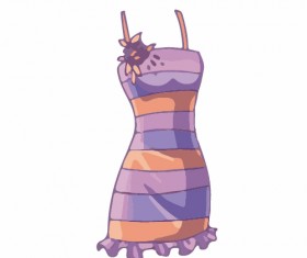 Cartoon evening dress fashion vector illustration 07
