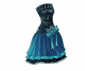 Cartoon evening dress fashion vector illustration 10