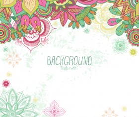 Cartoon flowers with grunge background vectors 03