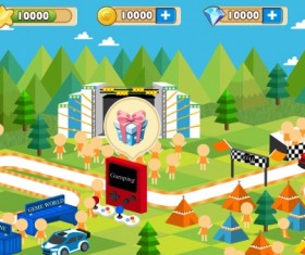 Cartoon mobile game interface psd material