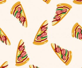 Cartoon pizza pattern seamless vectors 01