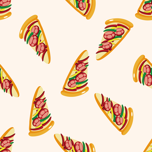 Cartoon pizza pattern seamless vectors 01 free download