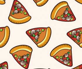 Cartoon pizza pattern seamless vectors 05
