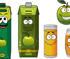 Cartoon style packaging with juice vector set 03