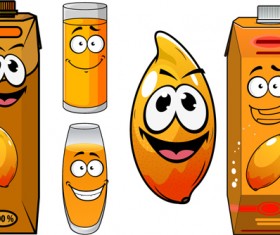 Cartoon style packaging with juice vector set 04
