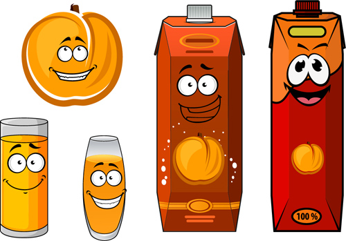 Cartoon style packaging with juice vector set 09