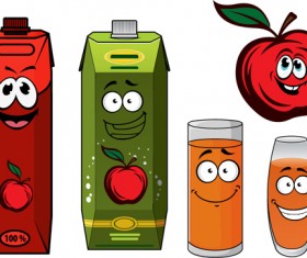 Cartoon style packaging with juice vector set 13