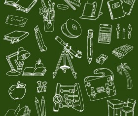 Chalk drawn school elements vector