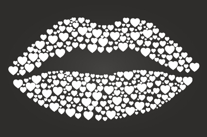 Chalkboard lips with heart vector