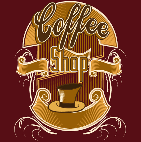 Classical coffee shop logos vector set 01