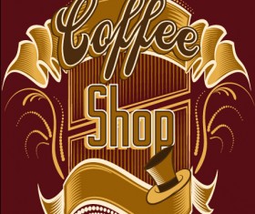 Classical coffee shop logos vector set 02