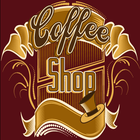 Classical coffee shop logos vector set 02