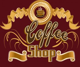 Classical coffee shop logos vector set 08