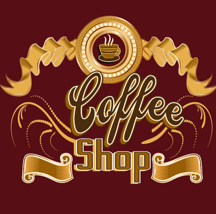 Classical coffee shop logos vector set 08