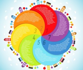 Colored spiral petal infographics vector