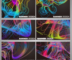 Colorful line business card vector set 01